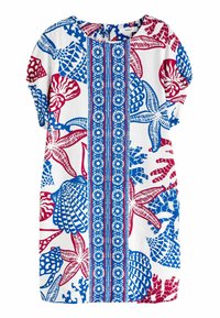 Next GATHERED SHORT SLEEVE BOXY REGULAR FIT - Kasdienė suknelė - red blue coral print