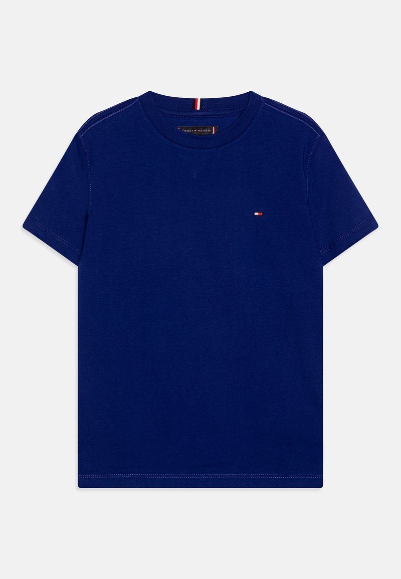 Marineblauwe t-shirt met korte mouwen van katoen, met een klein logo op de borst. Ronde halslijn met stikdetails.