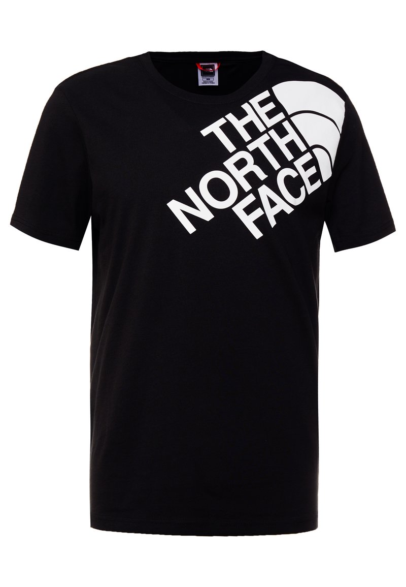 The North Face Shoulder Logo Tee Print T Shirt Black White Black Zalando Co Uk