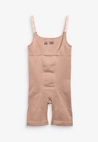 Nude bodysuit met verstelbare spaghettibandjes, met een textuurpaneel in het midden, strakke pasvorm en korte benen. Soffe stof.