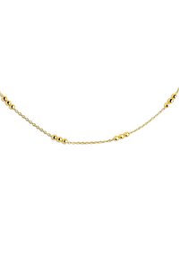 Collar de cadena dorada con un diseño retorcido y cuentas redondas espaciadas, que aporta textura e interés visual.
