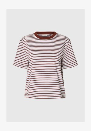 Selected, SLWESSENTIAL SS STRIPED BOXY TEE NOOS - T-shirt imprimé - cherry mahogany stripes bright white thin