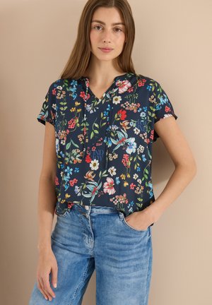 Cecil, KURZARM BLUSE MIT STRUKTURMIX UND PRINT - Blouse - universal blue