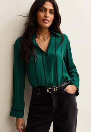New Look STRIPED LONG SLEEVE - Camicia - green pattern