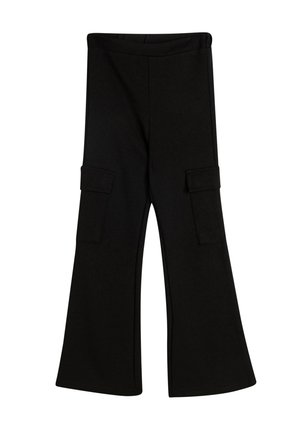 Sorte wide-leg bukser lavet af blødt stof, med to sidelommer og en glat talje for en behagelig pasform.