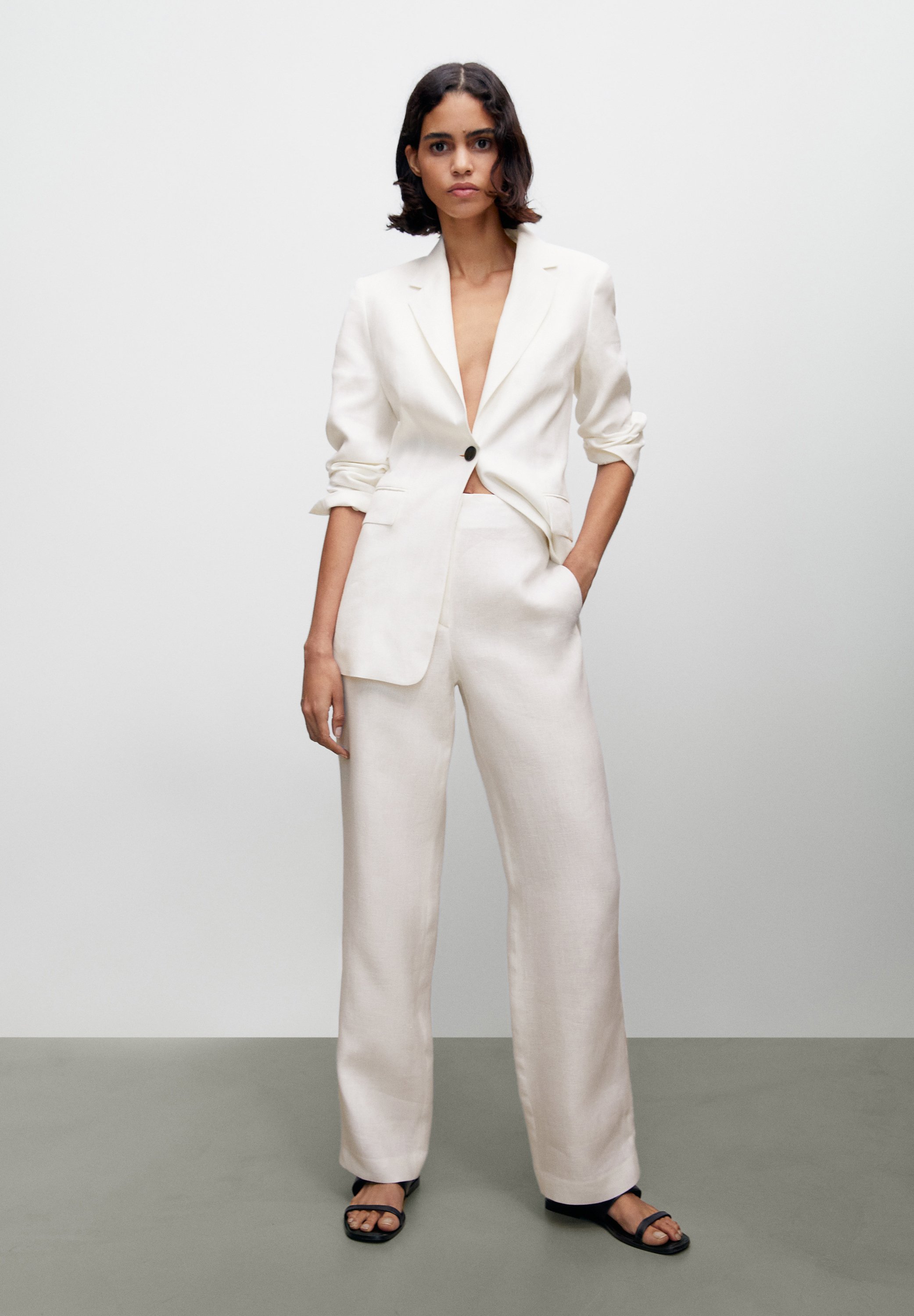 Massimo Dutti STRAIGHT FIT - Pantaloni - white/bianco - Zalando.it