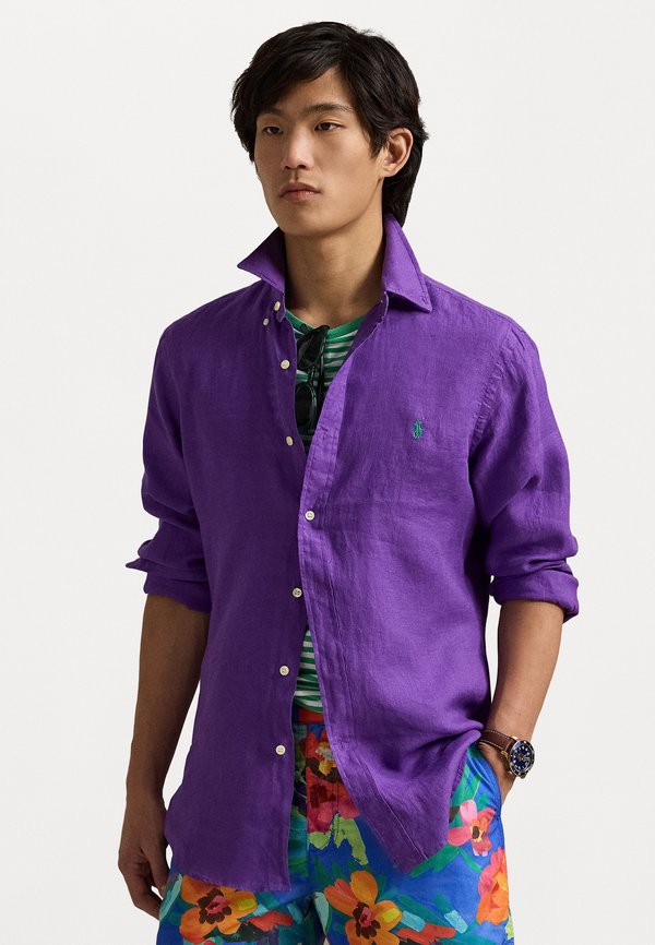 CUSTOM FIT LINEN SHIRT - Shirt - tie purple