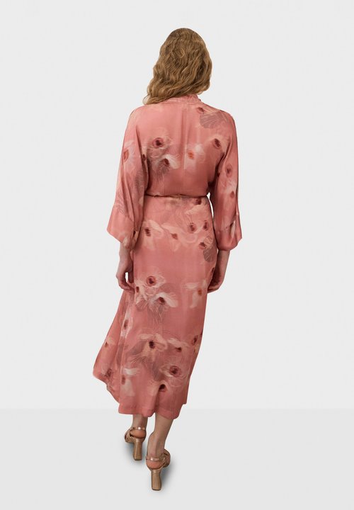 knee length dresses for ladies Made with Cupro Long Kimono Robe Dress in Blood Stone Large