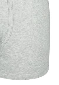 Szare bawełniane bokserki o gładkiej fakturze, z zaokrąglonym otworem nogawki i płaskimi szwami. Materiał wydaje się lekki i przewiewny.