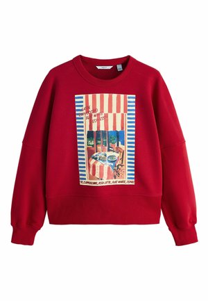 REGULAR FIT - LONG SLEEVE CREW NECK - Sweater - berry red /coffee table graphic