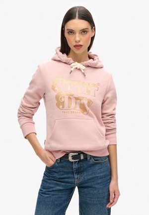 Superdry & Co RETRO GLITTER LOGO - Kapuzenpullover - vintage blush pink