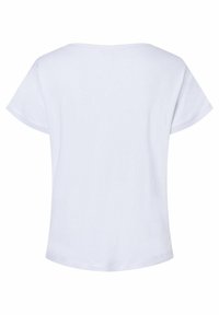 Witte t-shirt met korte mouwen en een brede halslijn, gemaakt van zachte katoen, met een ontspannen fit. Glad textuur zonder patronen of versieringen.