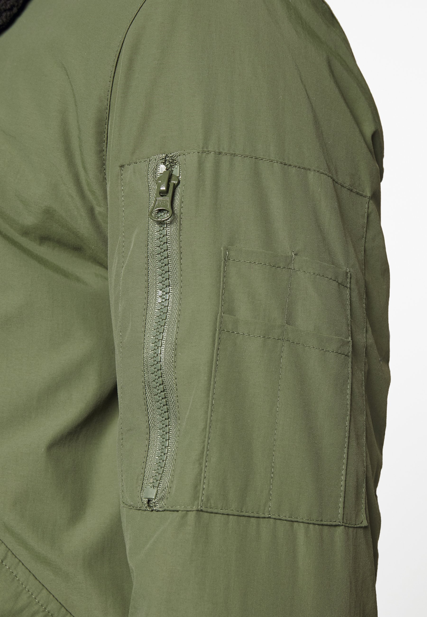 green collared jacket