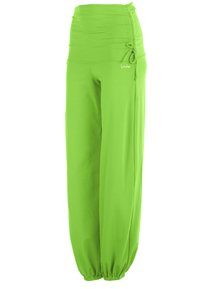 Grüne, leichte Hose mit einem hohen, gerafften Bund und elastischen Bündchen. Hergestellt aus weichem Material mit einer Kordelzug-Akzent.