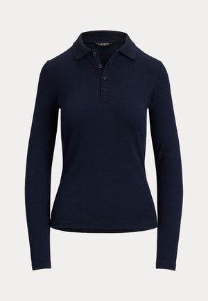 Lauren Ralph Lauren, RIB-KNIT LONG-SLEEVE POLO SHIRT - Pullover - navy