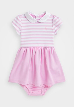 Polo Ralph Lauren STRIPED PONTE DRESS & BLOOMER - Žerzejové šaty - carmel pink/white