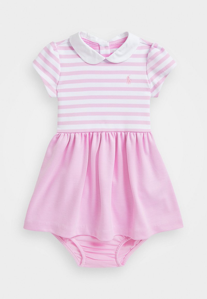 Polo Ralph Lauren STRIPED PONTE DRESS & BLOOMER - Jerseyklänning - carmel pink/white