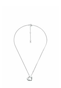 Collana con pendente a cuore in argento con finitura liscia, caratterizzata da una catena sottile e lunghezza regolabile. Design semplice con superficie lucida.