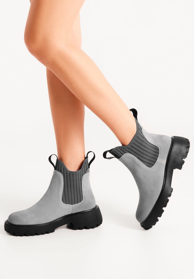 Woden Botines con plataforma - sea fog grey