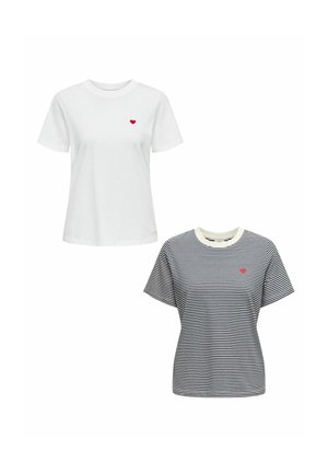 2ER-PACK RUNDHALS KURZARM - Print T-shirt - weiß blau