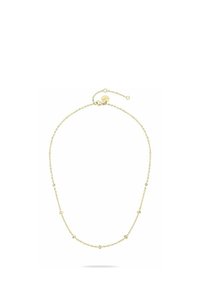 Collana in oro con una delicata catena adornata da piccoli accenti rotondi. Lunghezza regolabile con una chiusura a moschettone semplice.
