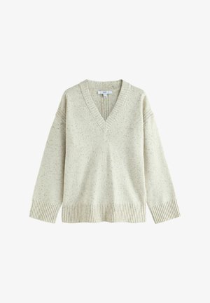 Next, LONG SLEEVE VNECK RELAXED JUMPER - Striktrøje - ecru neppy