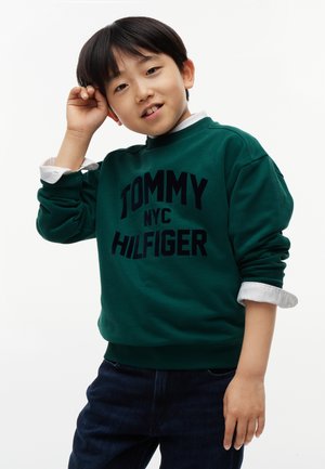 Tommy Hilfiger, LOGO SUEDED CREW NECK SWEATSHIRT - Суитшърт - rural green