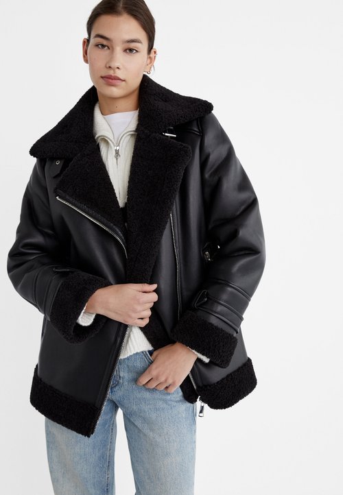 Stradivarius DOUBLEFACE-BIKER05759214 - Kunstlederjacke - beige 