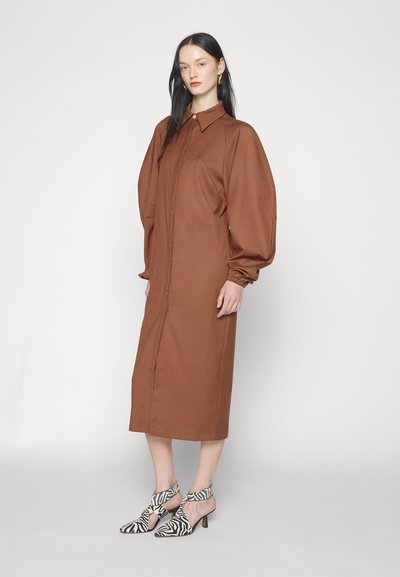 Sara Battaglia PUFF SLEEVE LONG DRESS - Rochie tip cămașă - bruciato