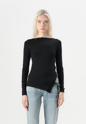 ASYMMETRIC LONG-SLEEVED CROSS BACK - Long sleeved top - black