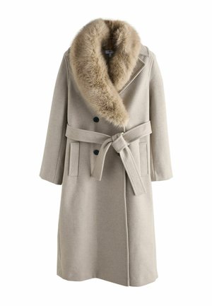 PETITE FIT - BELTED WITH DETACHABLE COLLAR - Klassinen takki - stone