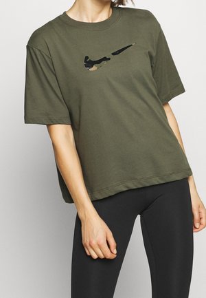 T-shirt med print - khaki