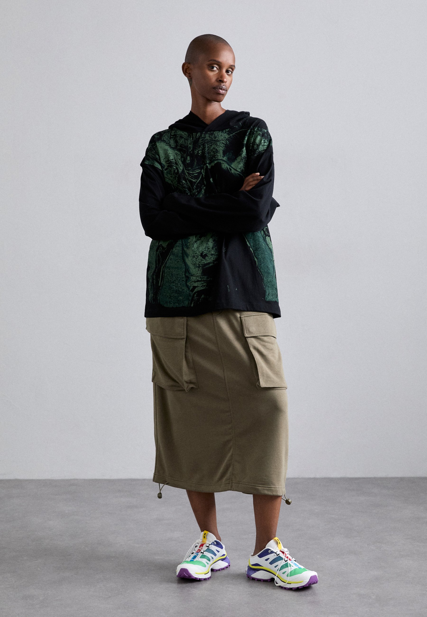 MM6 Maison Margiela LONG SKIRT - A-line skirt - bus green