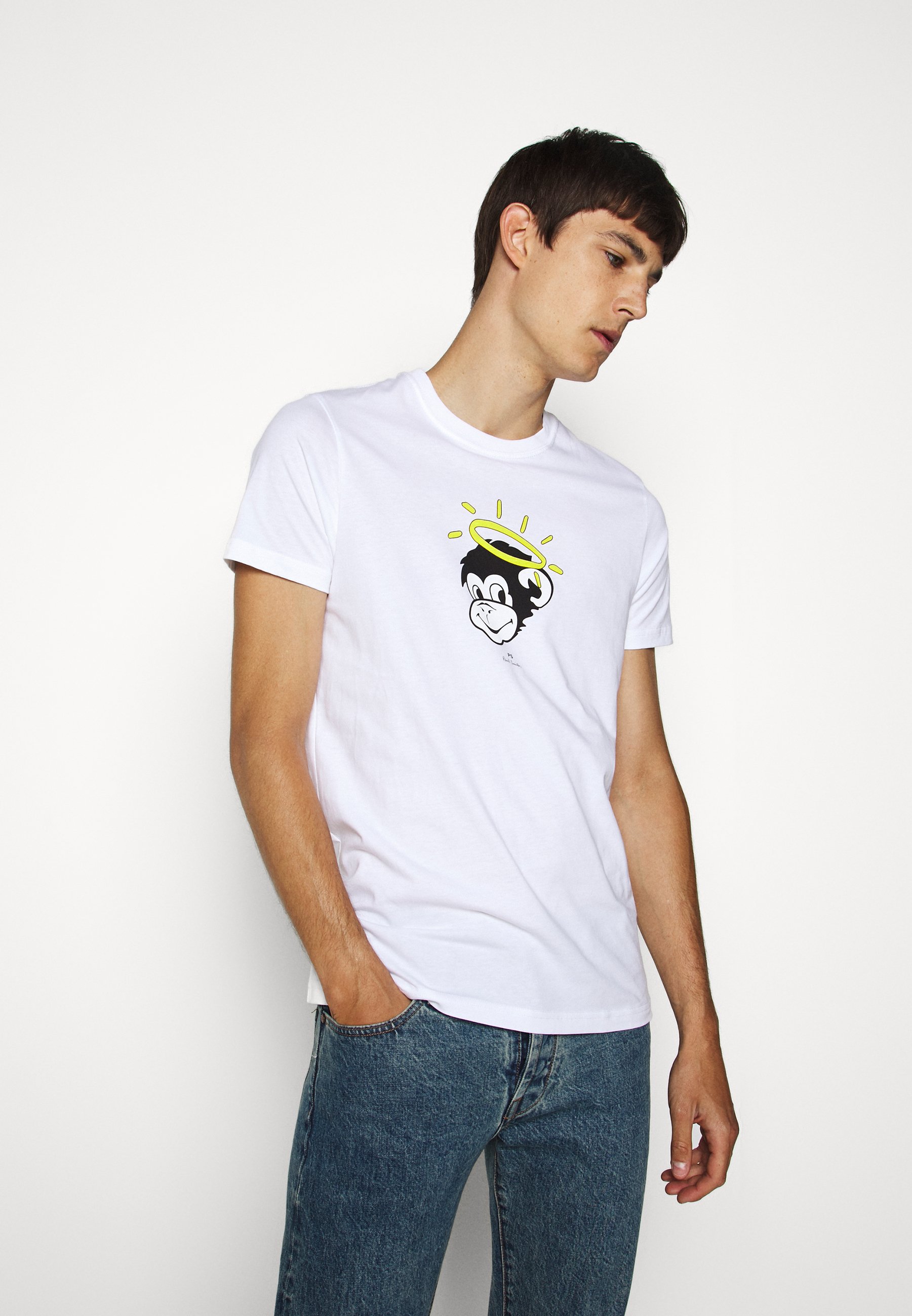 PS Paul Smith MENS SLIM FIT MONKEY HALO T shirts med print PS Paul Smith MENS SLIM FIT MONKEY HALO - T-shirts med print - mottled grey