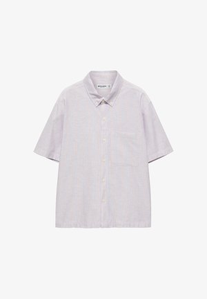 PULL&BEAR, STRIPED SHORT SLEEVE - SHIRT - Košeľa - mottled light blue