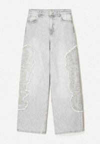 EMBROIDERED BAGGY  - Flared jeans - mottled dark grey