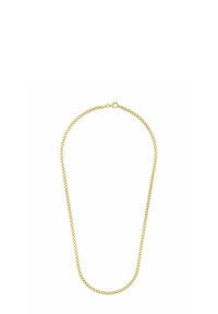 Collana in tono dorato con design a catena collegata, texture liscia, chiusura a scatto e spessore uniforme su tutta la lunghezza.