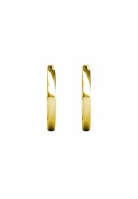 Orecchini a cerchio in oro, superficie liscia, design circolare e finitura lucida. Spessore medio con una chiusura sicura per un facile utilizzo.