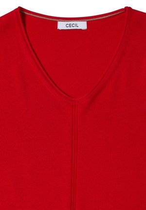 Cecil, BASIC PULLOVER MIT V-NECK IN UNIFARBE - Pullover - flame red