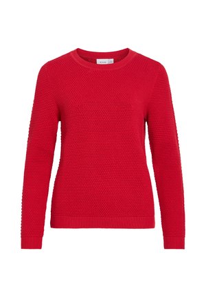 VILA, VIDALO O-NECK L/S KNIT TOP- NOOS - Jersey de punto - savvy red