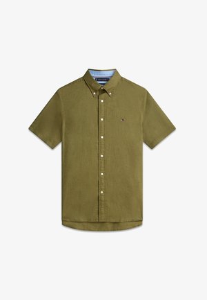 Tommy Hilfiger, REGULAR FIT LINEN BLEND SHORT SLEEVE SHIRT - Pluus - dark artichoke