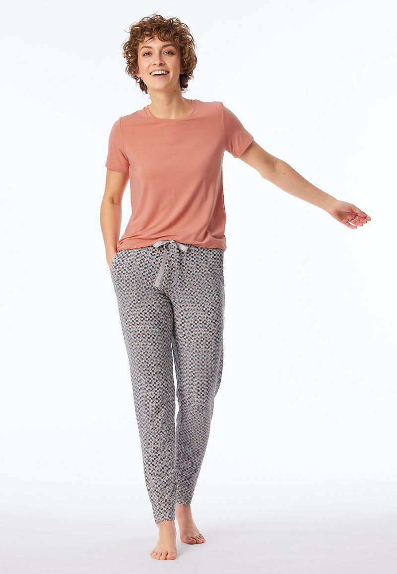 Schiesser Pantaloni Da Pigiama Donna, Grigio Melange, Vita Larga Con Fascia Regolabile, Modello A Palazzo, Tessuto Felpato Morbido Elasticizzato - 3