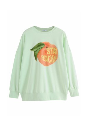 LONGLINE FUN FRUIT GRAPHIC PRINT STAY PEACHY CREW NECK - Bluză de molton - mint green