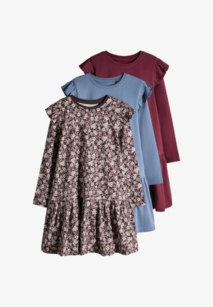 THE SET, 3 PACK LONG SLEEVE DROP WAIST JERSEY DRESS - Jerseykjole - purple pink grey