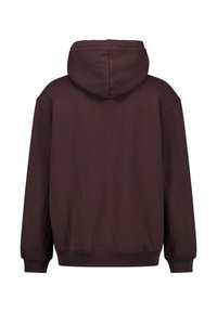 Felpa con cappuccio marrone caratterizzata da una vestibilità rilassata, polsini e orlo a costine, e una texture morbida, progettata con dettagli minimi nella parte posteriore.