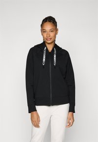 DKNY - TWO TONE LOGO DRAWCORD ZIP HOODIE - Užtrauktuku užsegamas treningas - black Miniatiūros vaizdas 1
