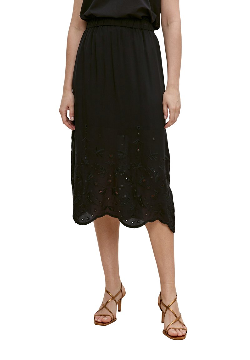 Damen Jeansröcke | comma MIT BRODERIE ANGLAISE A-Linien-Rock black/schwarz - HB02408 Damen Jeansröcke | comma MIT BRODERIE ANGLAISE A-Linien-Rock black/schwarz - HB02408