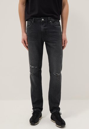 DISTRESSED - Jeans Straight Leg - gunmetal