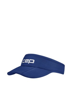 Blue sports visor cap with a curved brim and white "cep" logo on the front band against a white background.