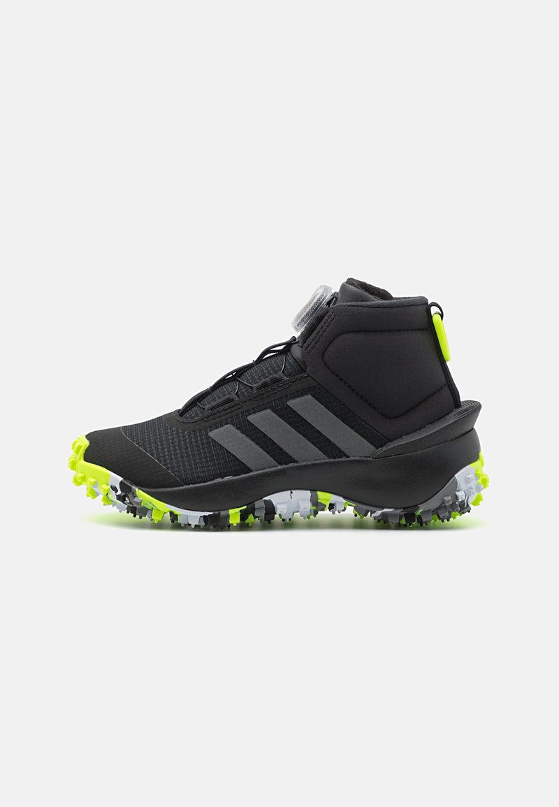 adidas Performance FORTATRAIL KIDS - Scarpa da hiking - core black/iron metallic/lucid lemon